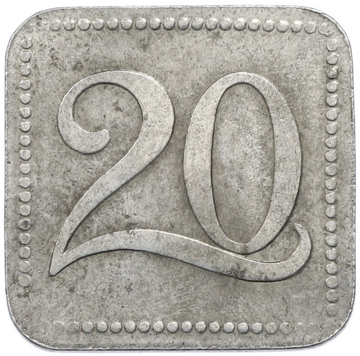 20 пфеннигов 1921-1922 года Германия — город Гамбург (Транспортный нотгельд) — Фото №2