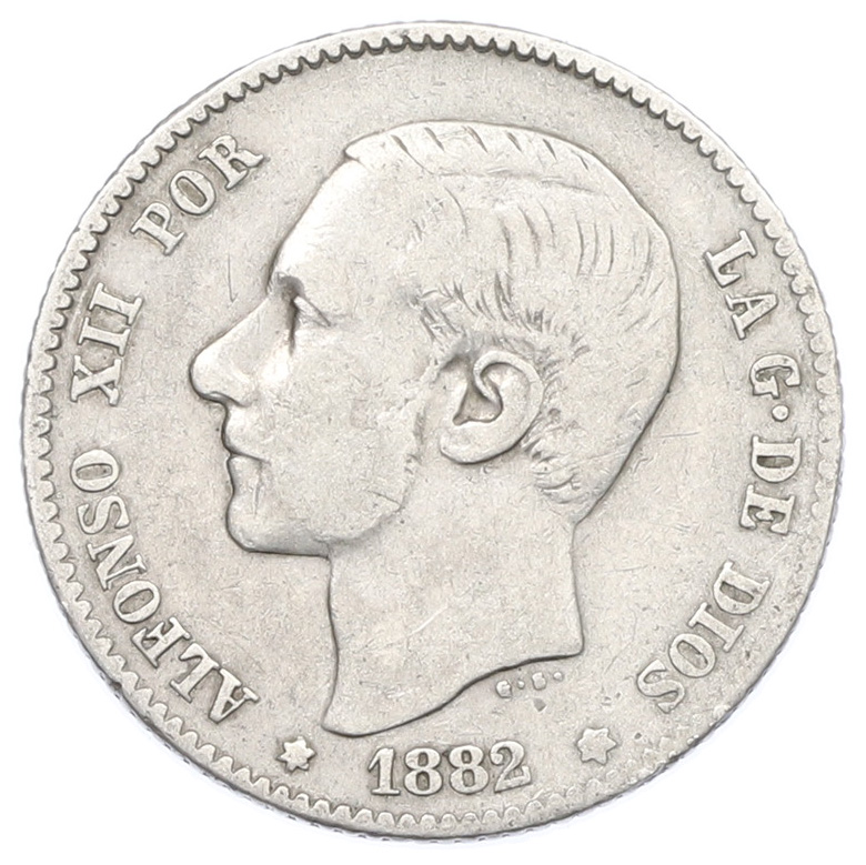 1 песета 1882 года Испания — Фото №1