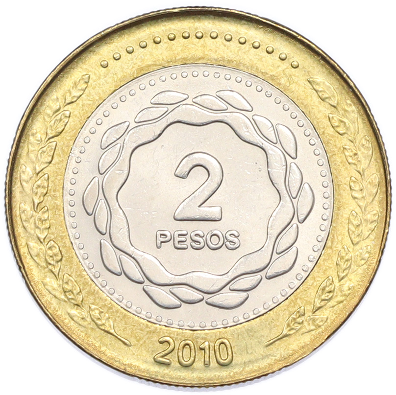 2 песо 2010 года Аргентина — Фото №1