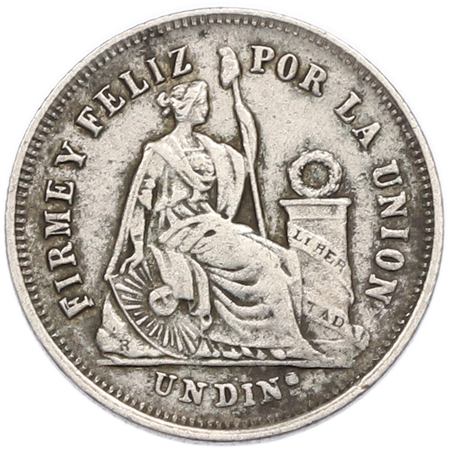 1 динеро 1870 года Перу — Фото №2