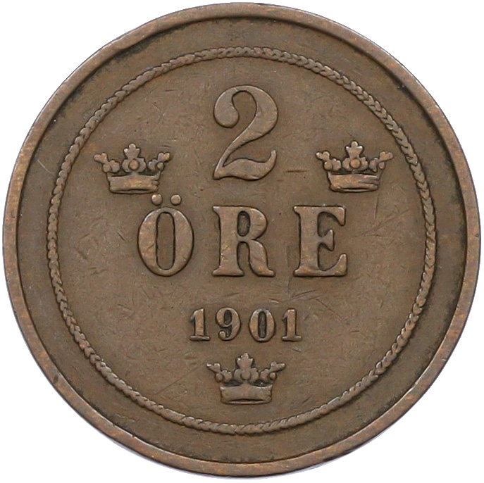 2 эре 1901 года Швеция — Фото №1