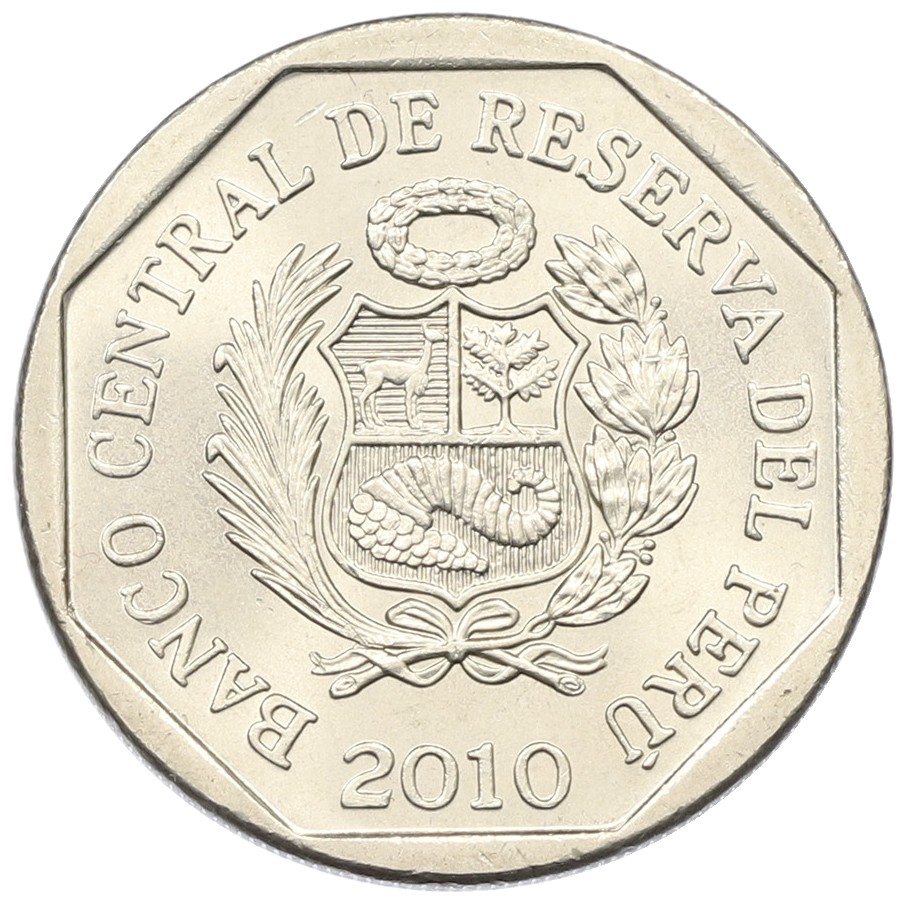 1 новый соль 2010 года Перу «Богатство и гордость Перу — Стела Раймонди» — Фото №2