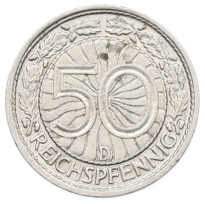 50 рейхспфеннигов 1928 года D Германия — Фото №2