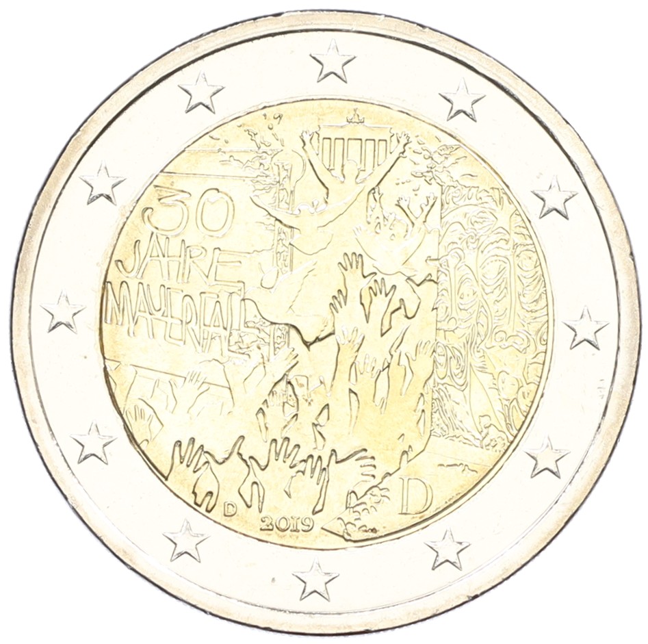 2 евро 2019 года D Германия «30 лет падению Берлинской стены» — Фото №1