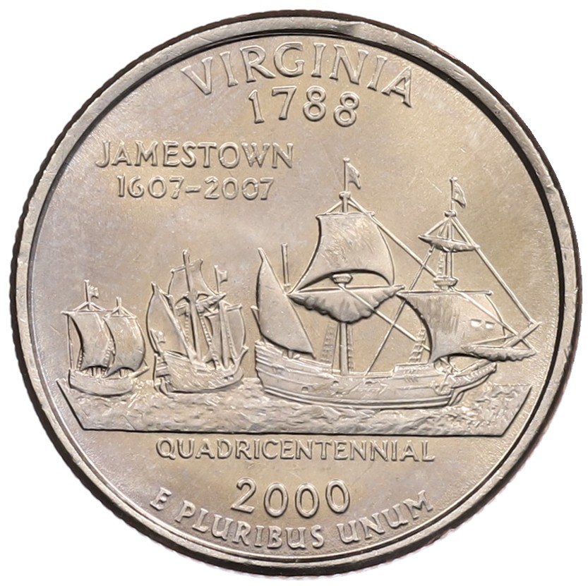 1/4 доллара (25 центов) 2000 года Р США «Штаты и территории — Вирджиния» — Фото №1