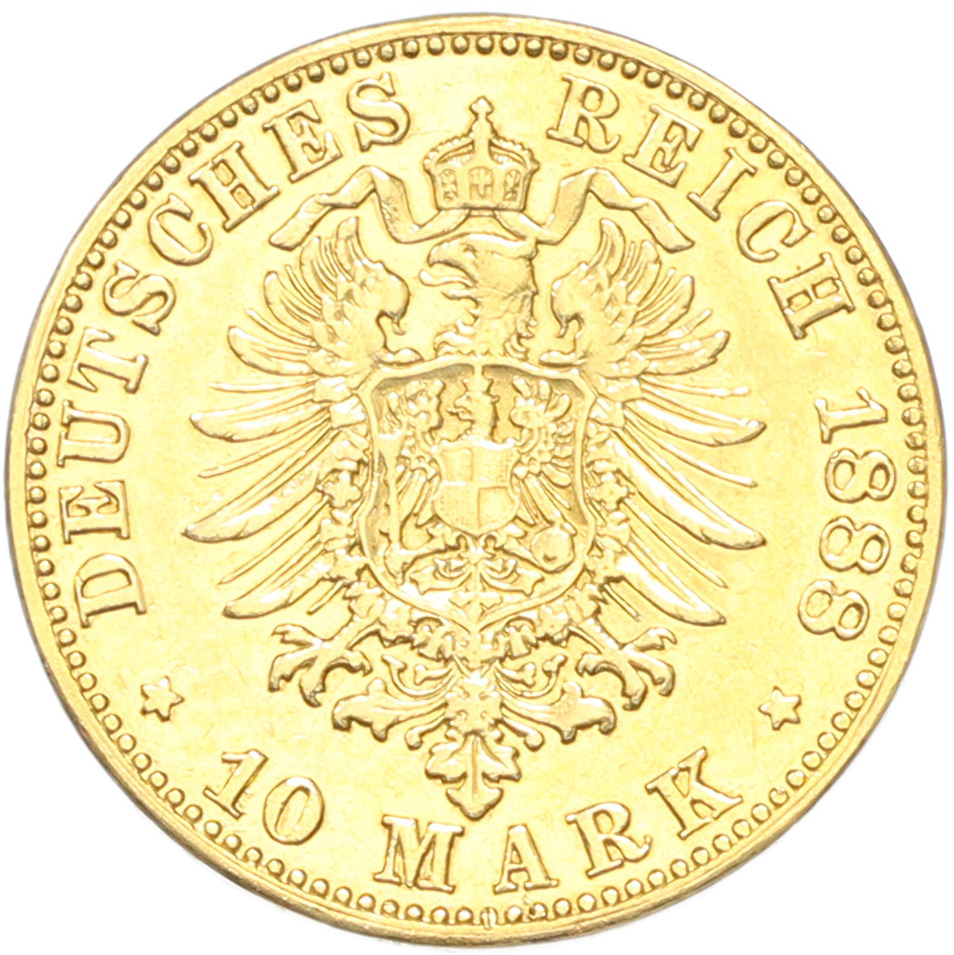 10 марок 1888 года E Германия (Саксония) — Фото №2