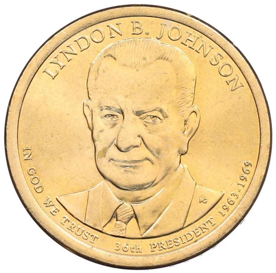 1 доллар 2015 года (D) США «36-й президент США Линдон Джонсон» — Фото №1