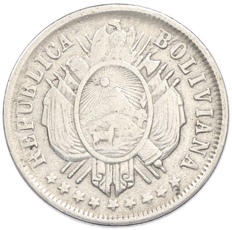 20 сентаво 1883 года Боливия — Фото №2
