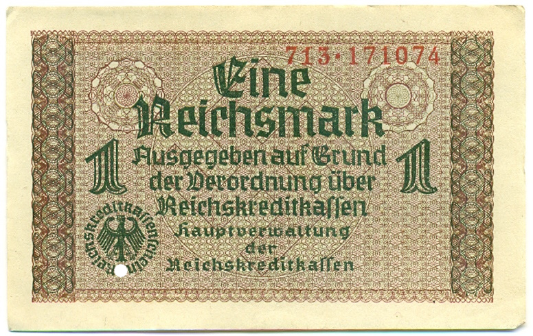 1 рейхсмарка 1939 года Германия (Для оккупированных территорий) — Фото №1