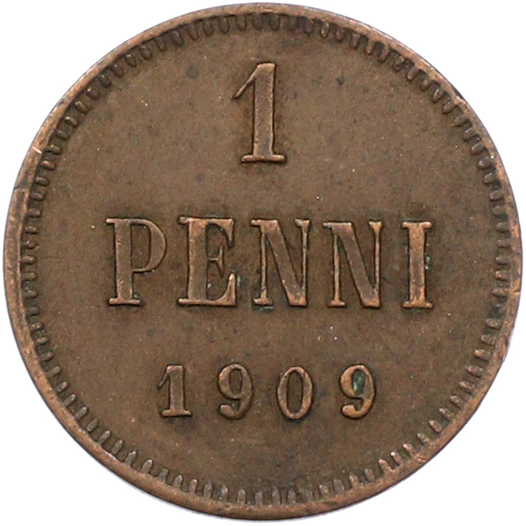 1 пенни 1909 года Русская Финляндия — Фото №1