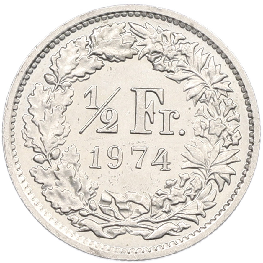 1/2 франка 1974 года Швейцария — Фото №1
