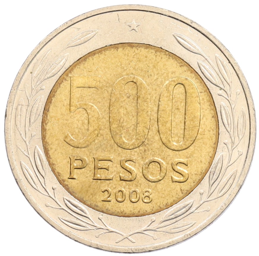 500 песо 2008 года Чили — Фото №1