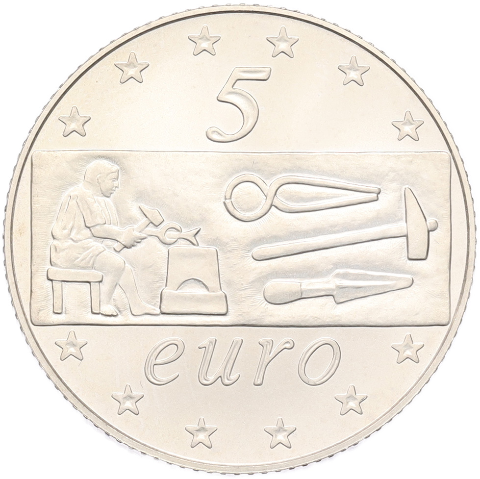 5 евро 2003 года Италия «Труд в Европе» — Фото №2