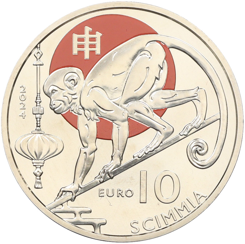 10 евро 2024 года Сан-Марино «Лунный календарь — Год обезьяны» — Фото №1