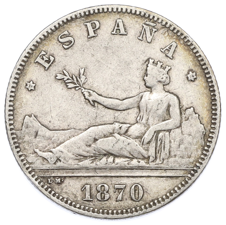 2 песеты 1870 (74) года Испания — Фото №1