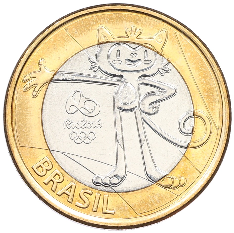 1 реал 2016 года Бразилия «XXXI летние Олимпийские Игры в Рио-де-Жанейро 2016 — Винисиус» — Фото №1