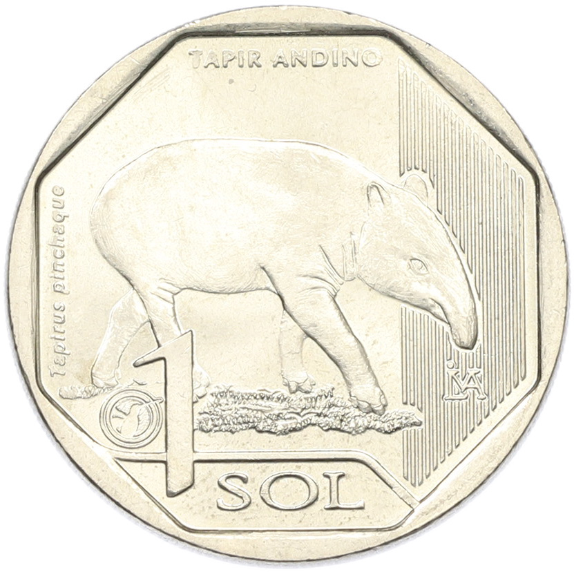 1 соль 2018 года Перу «Фауна Перу — Горный тапир» — Фото №1