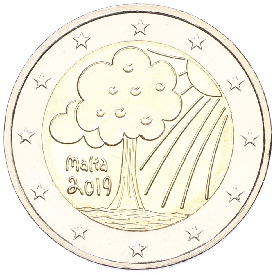 2 евро 2019 года Мальта «Природа и окружающая среда» — Фото №1