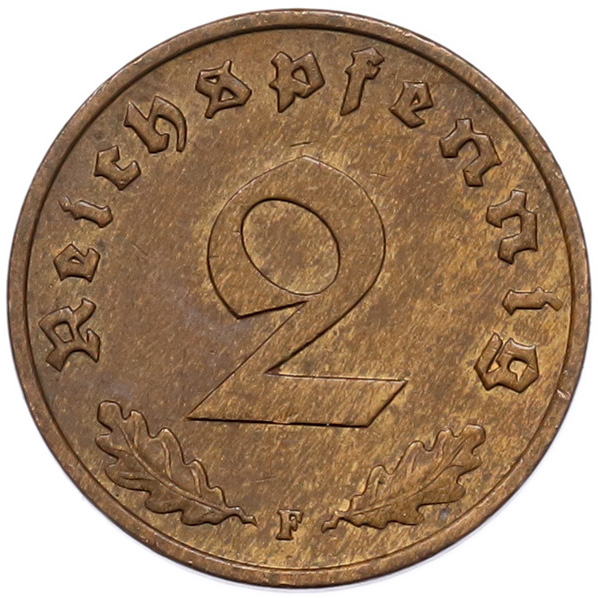 2 рейхспфеннига 1939 года F Германия — Фото №2