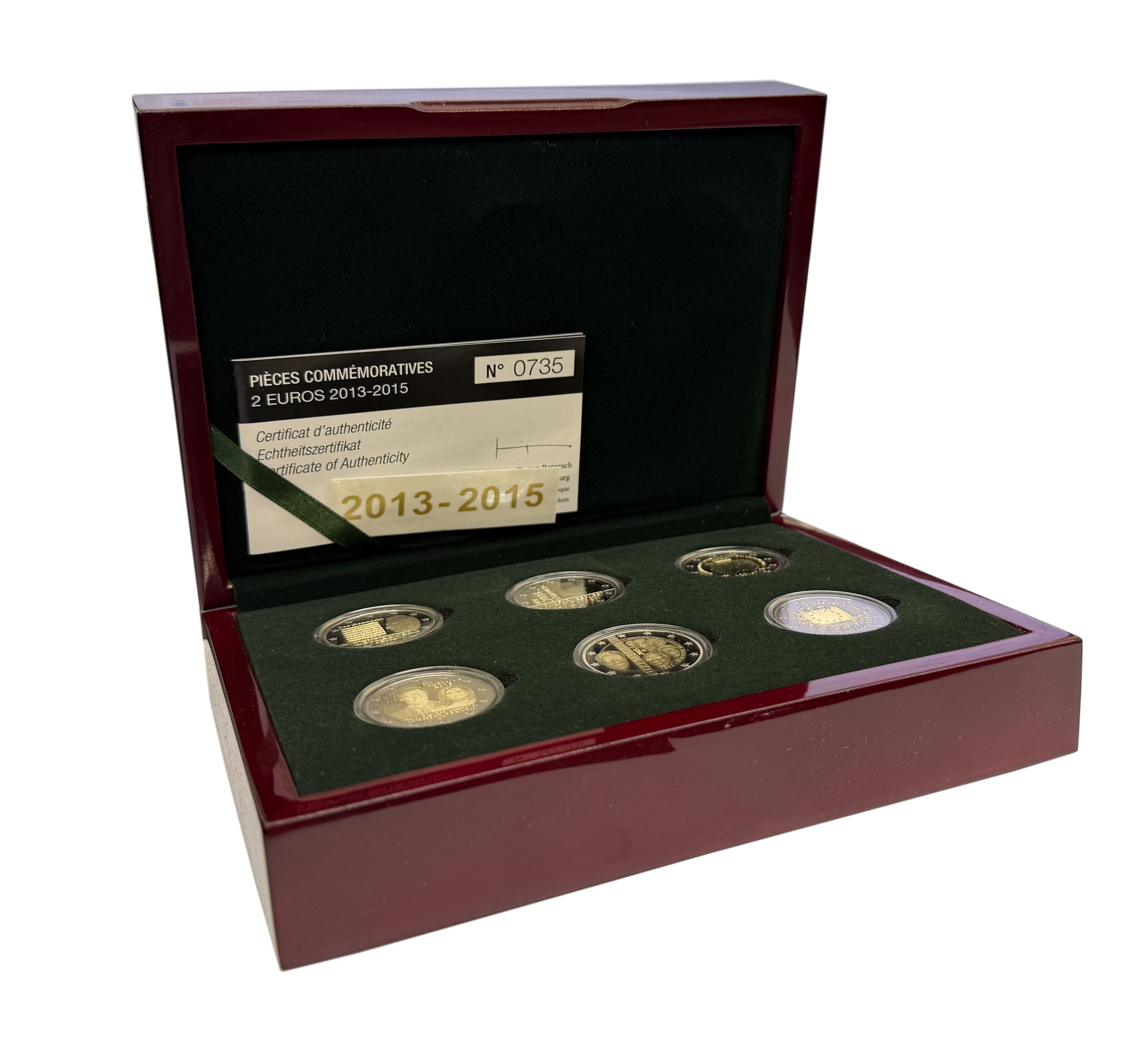 Набор из 6 юбилейных монет 2 евро 2013-2016 года Люксембург (Proof) — Фото №3