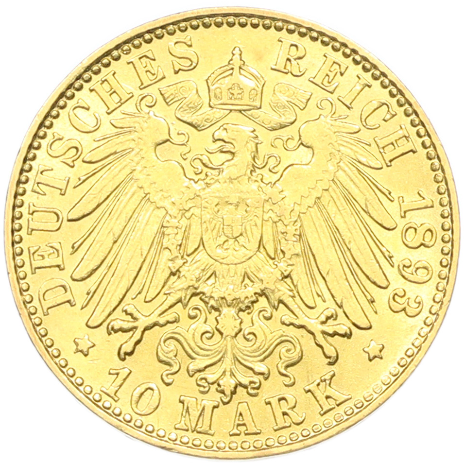 10 марок 1893 года Германия (Гамбург) — Фото №2