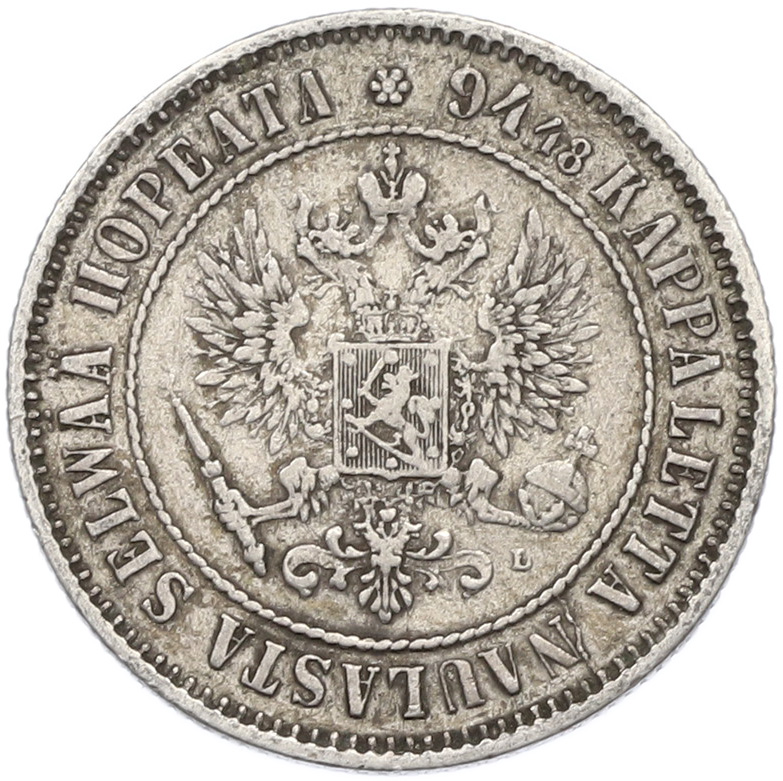 1 марка 1890 года Русская Финляндия — Фото №2