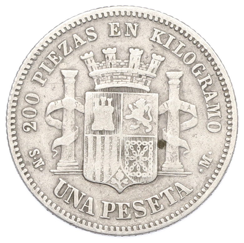 1 песета 1869 года Испания — Фото №2