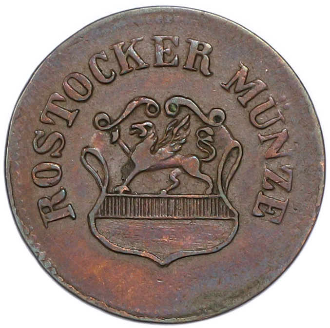 3 пфеннига 1855 года Росток — Фото №2
