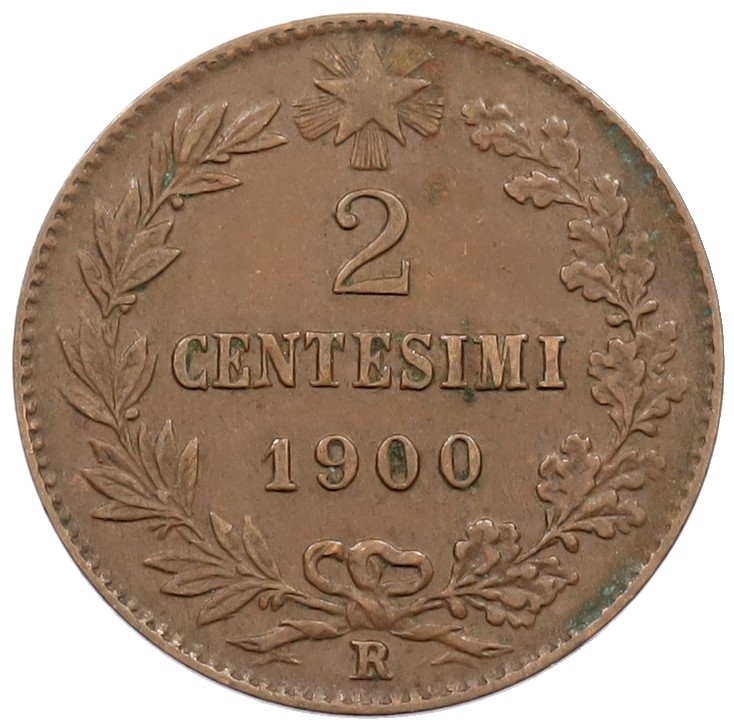 2 чентезимо 1900 года Италия — Фото №1