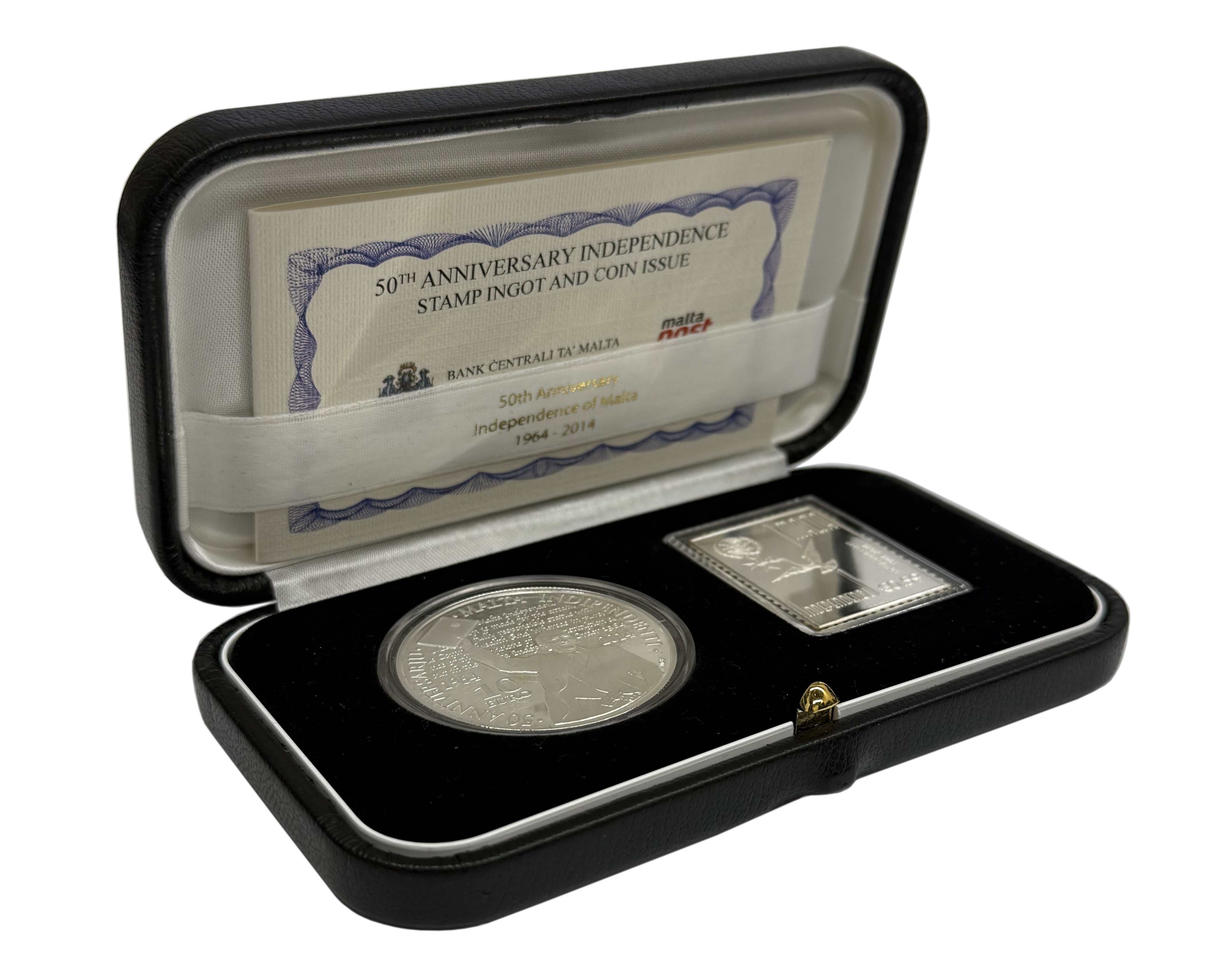 Набор из монеты 10 евро и жетона в форме почтовой марки 2014 года Мальта «50 лет независимости» — Фото №5