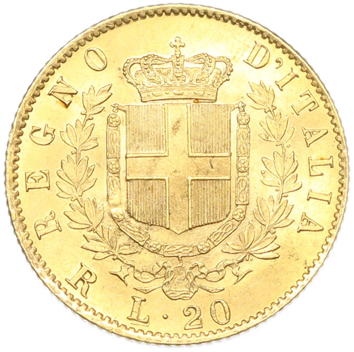 20 лир 1877 года R Италия — Фото №2