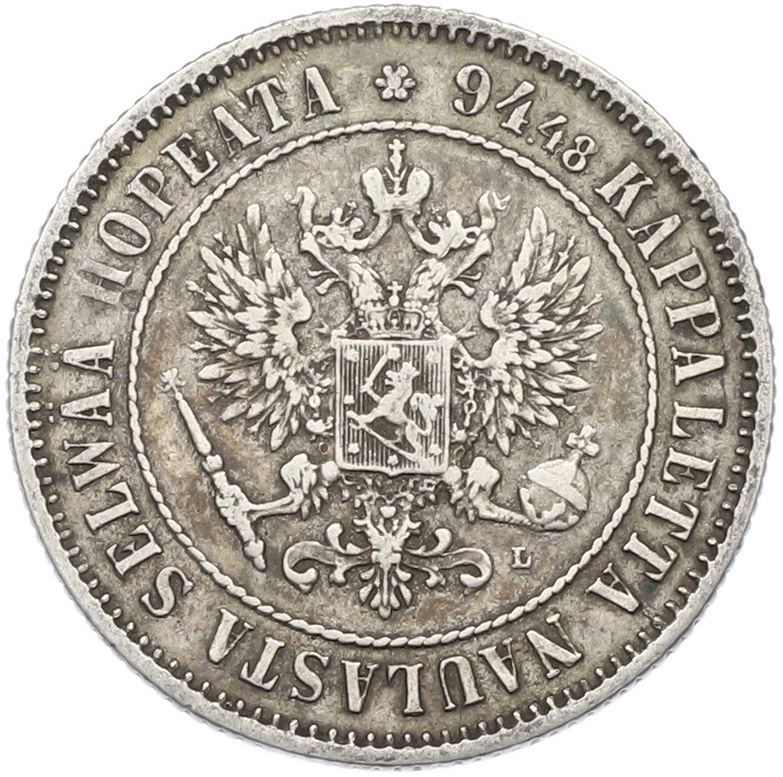 1 марка 1890 года Русская Финляндия — Фото №2