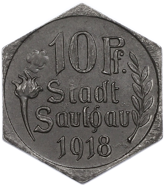 10 пфеннигов 1918 года Германия — город Заульгау (Нотгельд) — Фото №2