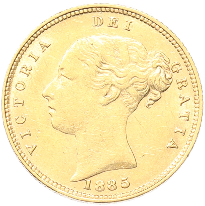1/2 соверена 1885 года Великобритания — Фото №1