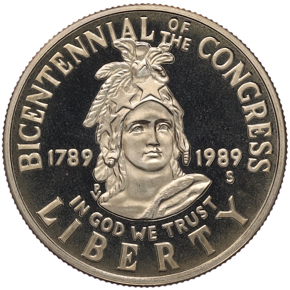 1/2 доллара (50 центов) 1989 года S США «200 лет Конгрессу» — Фото №1