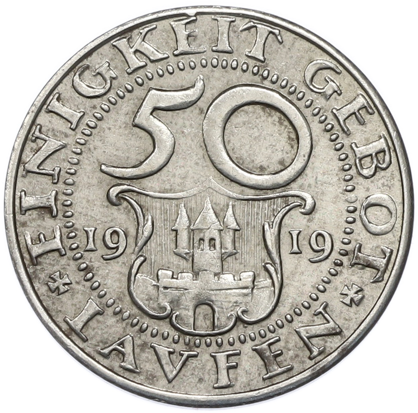 50 пфеннигов 1919 года Германия — округ Лауфен (Нотгельд) — Фото №2