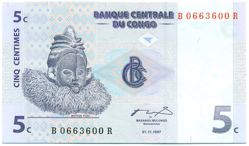 5 сантимов 1997 года Конго (ДРК) — Фото №1