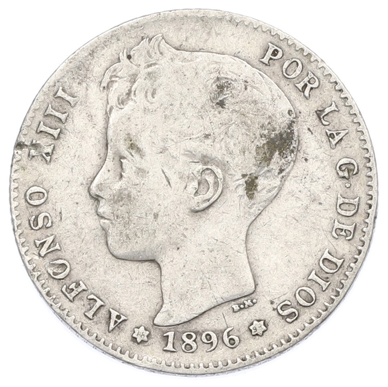 1 песета 1896 года Испания — Фото №1