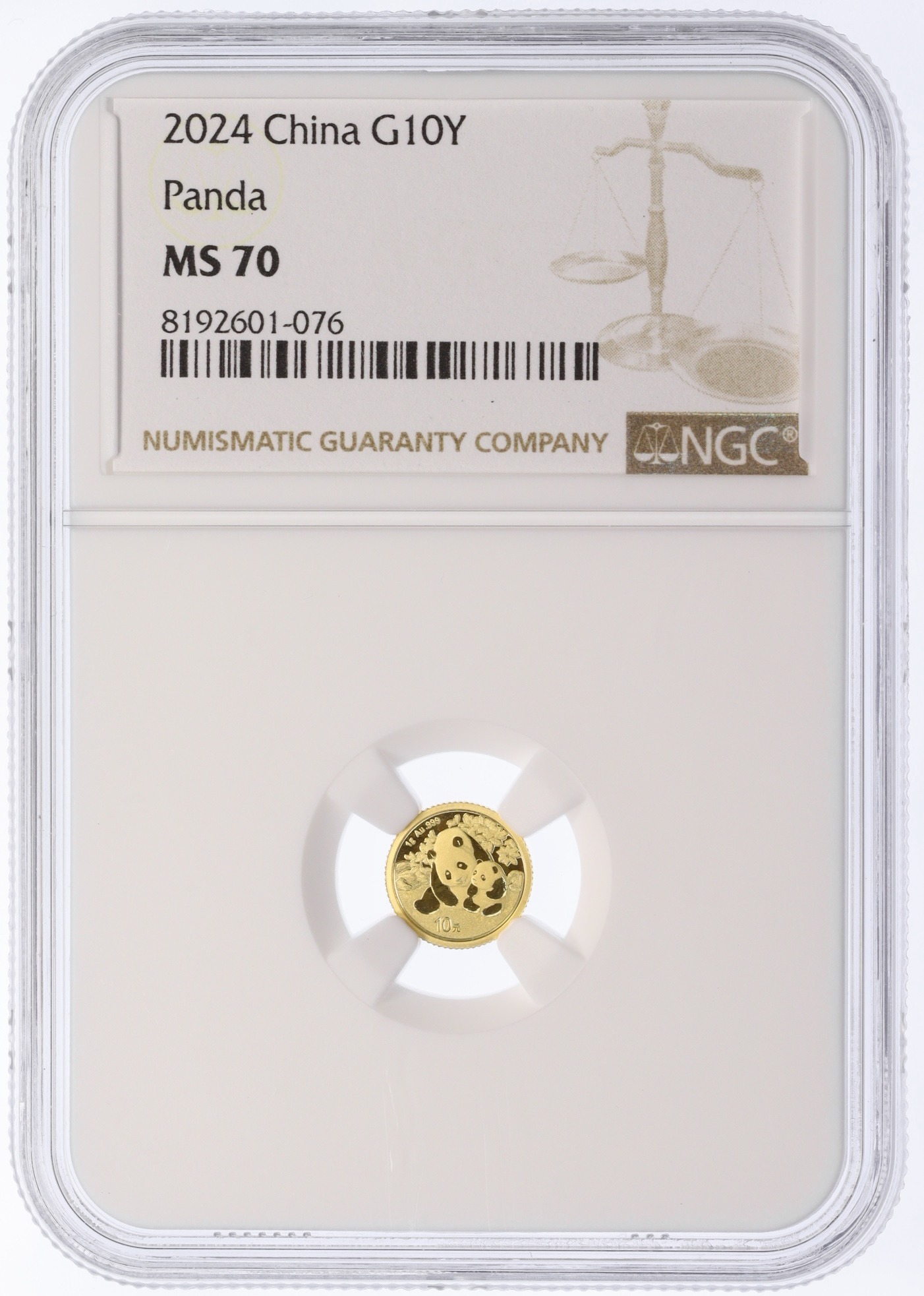10 юаней 2024 года Китай «Панда» в слабе NGC (Топ-грейд MS70) — Фото №3