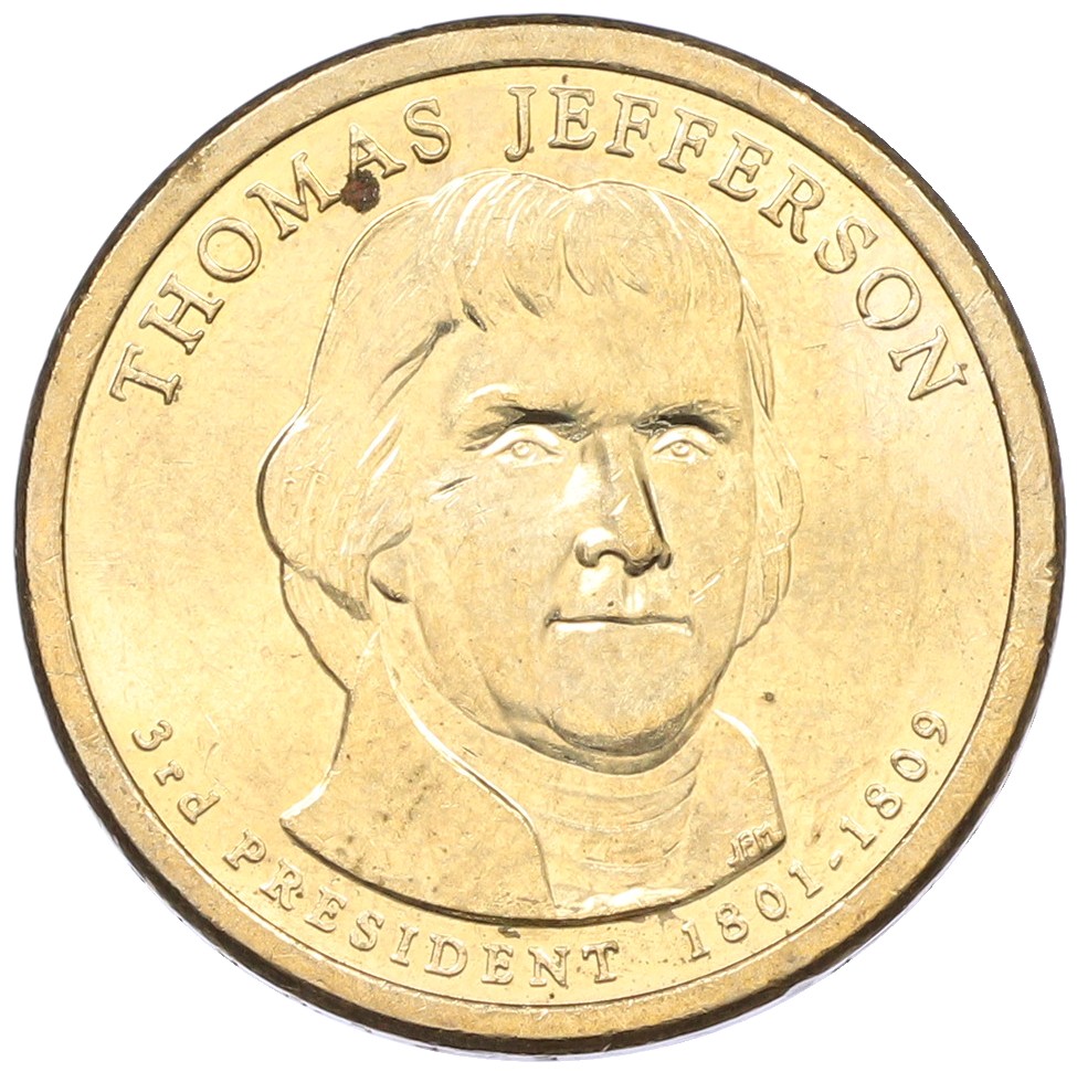 1 доллар 2007 года (Р) США «3-й президент США Томас Джефферсон» — Фото №1