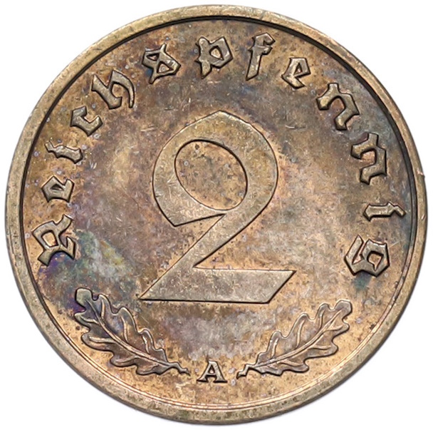 2 рейхспфеннига 1938 года A Германия — Фото №2