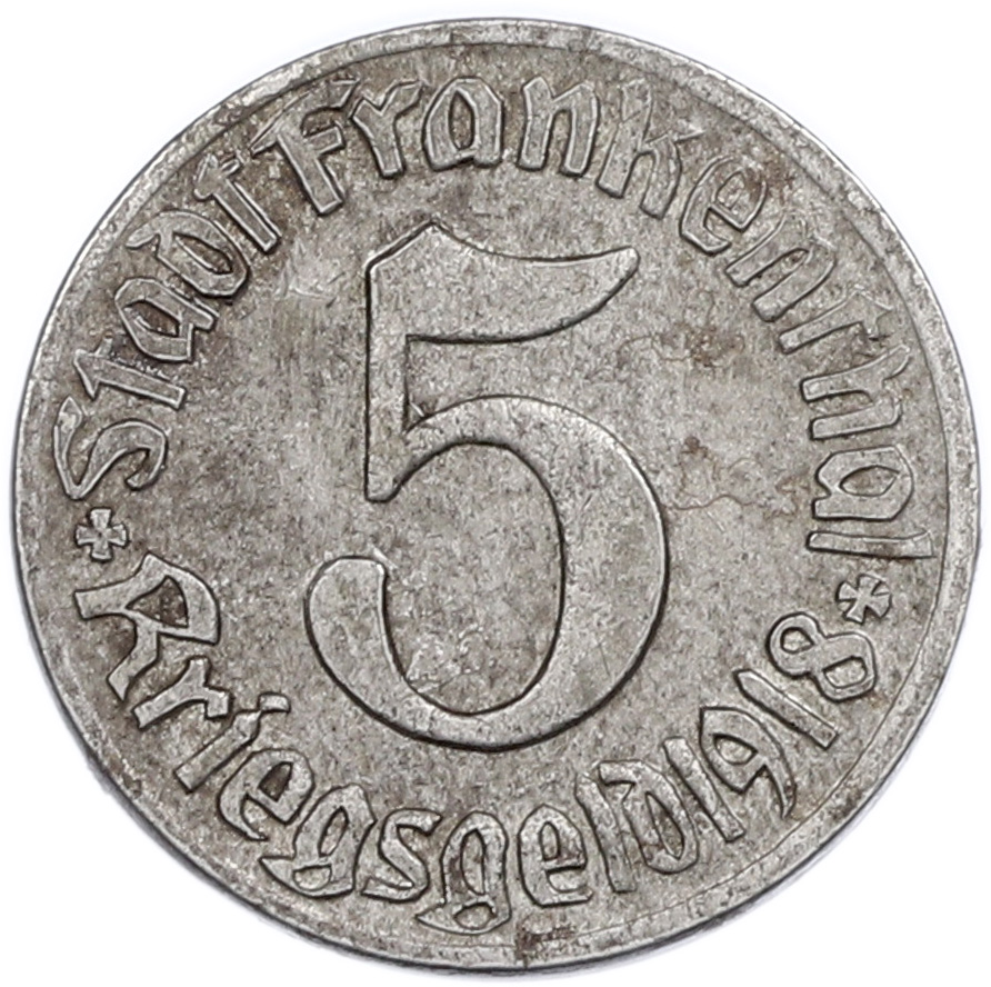 5 пфеннигов 1918 года Германия — город Франкенталь (Нотгельд) — Фото №2