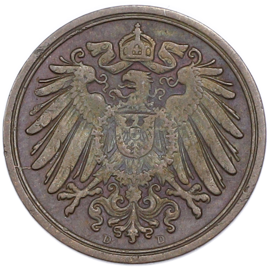 1 пфенниг 1906 года D Германия — Фото №2