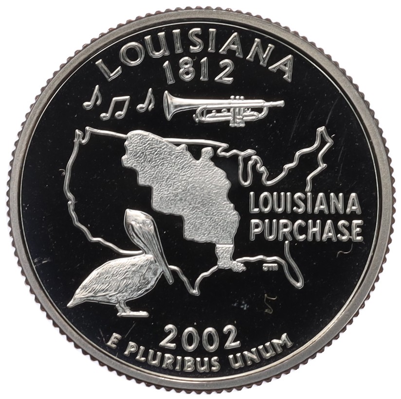 1/4 доллара (25 центов) 2002 года S США «Штаты и территории — Луизиана» — Фото №1