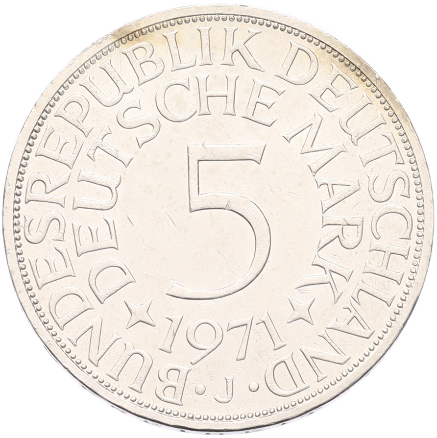 5 марок 1971 года J Западная Германия (ФРГ) — Фото №1