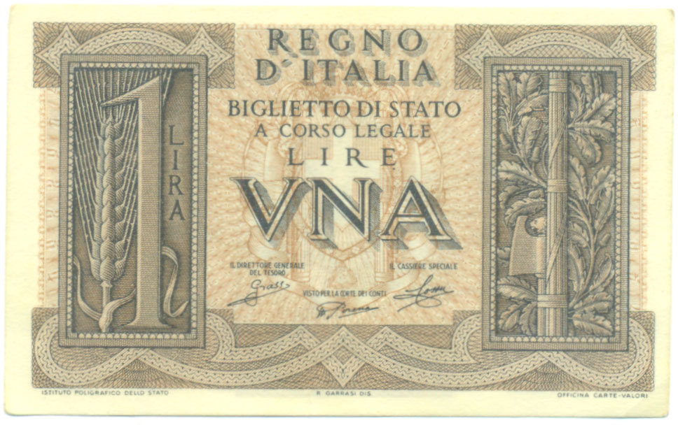 1 лира 1939 года Италия — Фото №1