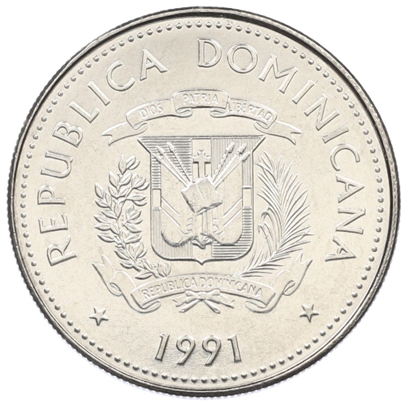 25 сентаво 1991 года Доминиканская республика — Фото №2