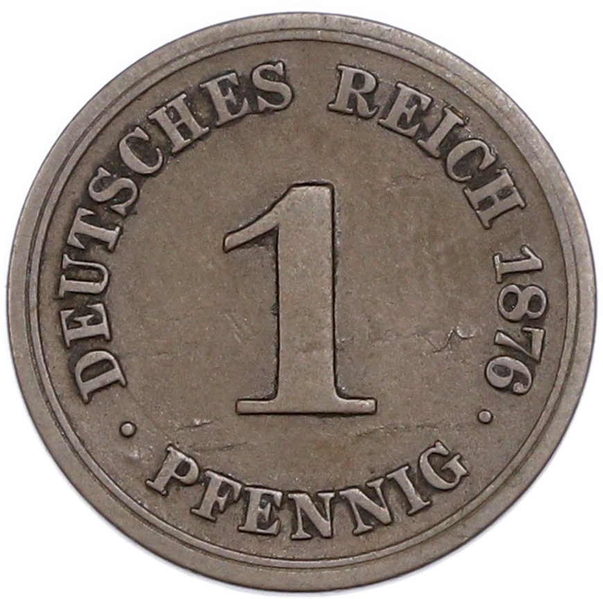 1 пфенниг 1876 года F Германия — Фото №1