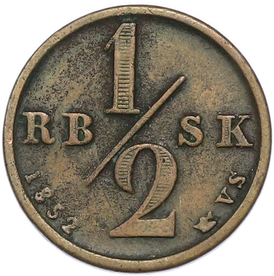 1/2 скиллинга 1852 года Дания — Фото №1
