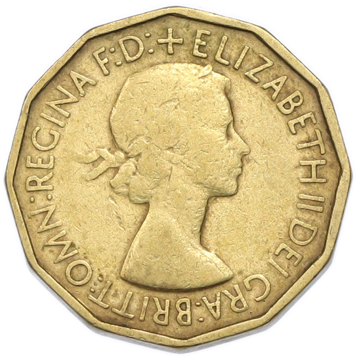 3 пенса 1953 года Великобритания — Фото №2
